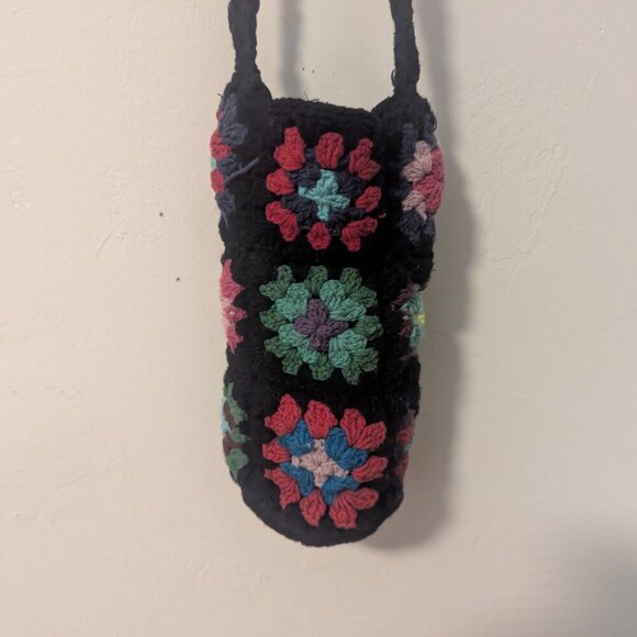 Festival Crochet Granny Square Bag Water Bottle Crossbody Boho Rainbow Hippie - Picture 5 of 9